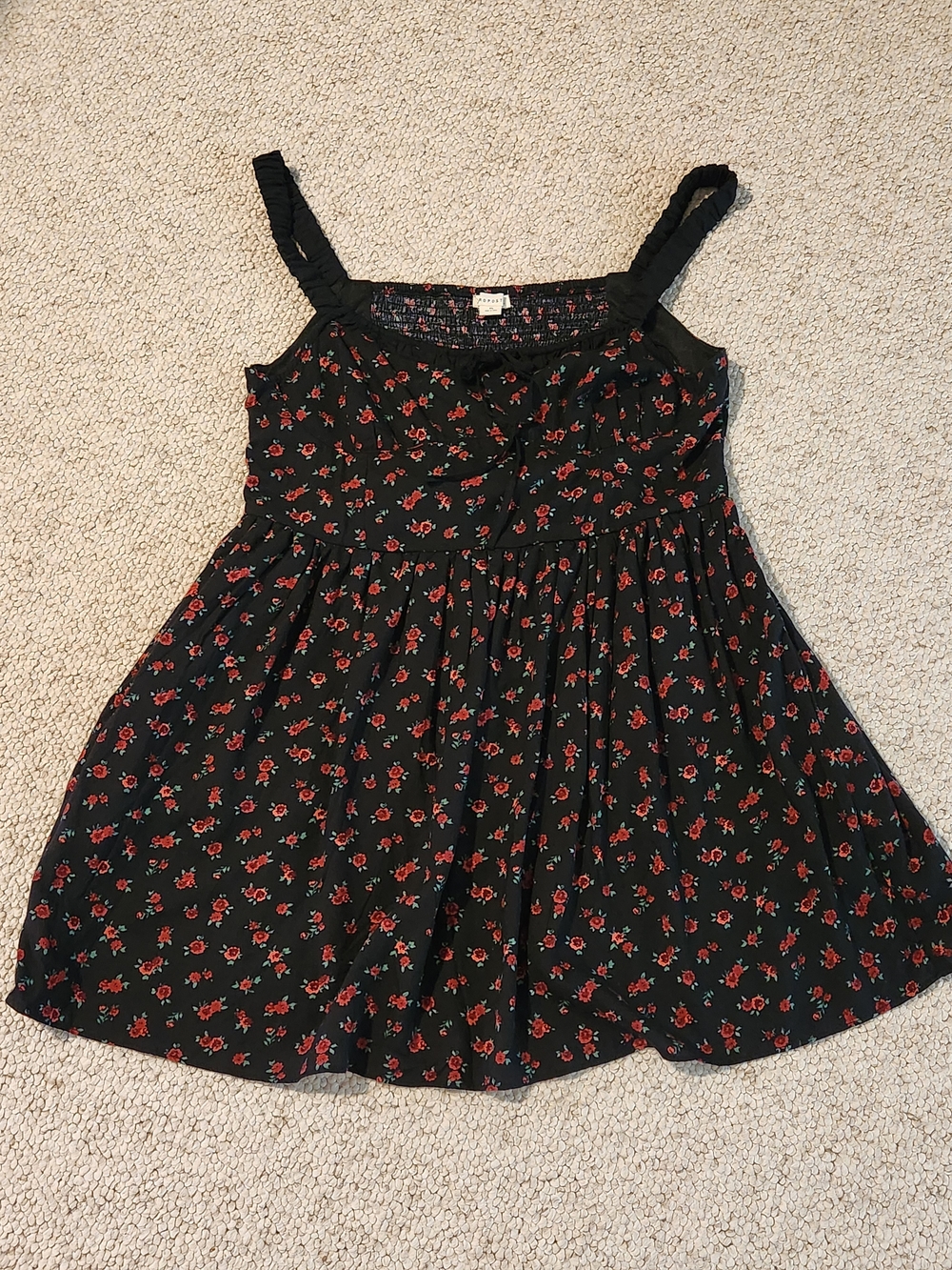 Aeropostale Black Tank Dress with Small Red Rose Print